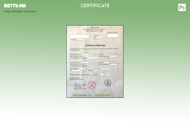 Модерен стил САД Мајами Дејд округот на Флорида шаблон сертификат за брак